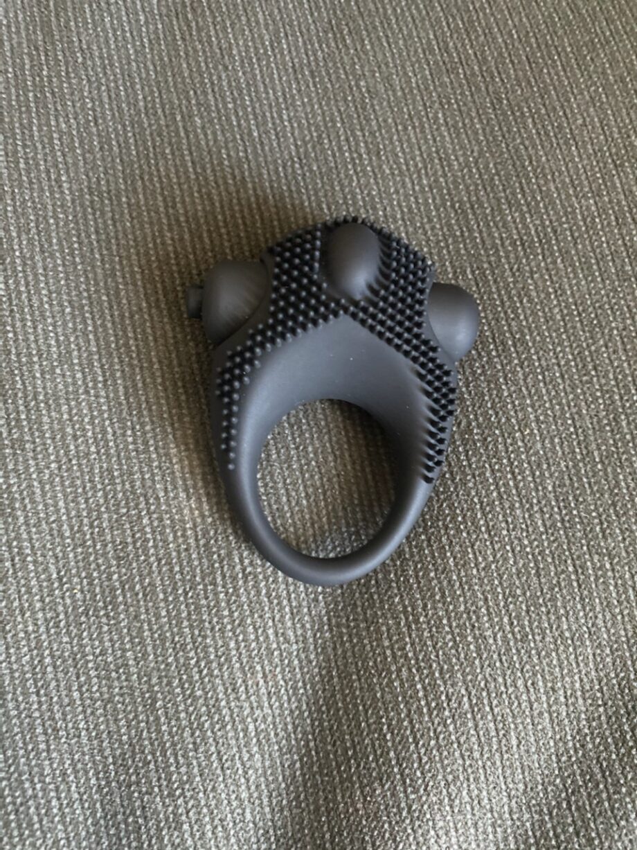 Black Color Silicone Vibrating Cock Ring with Clitoral Stimulator