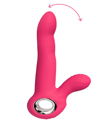 12-Speed Red Color Silicone G-Spot Vibrator with Wiggling Function