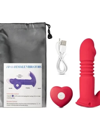 Remote Control Red Color 12-Speed Thrusting Wearable Vibrator with Heating Function